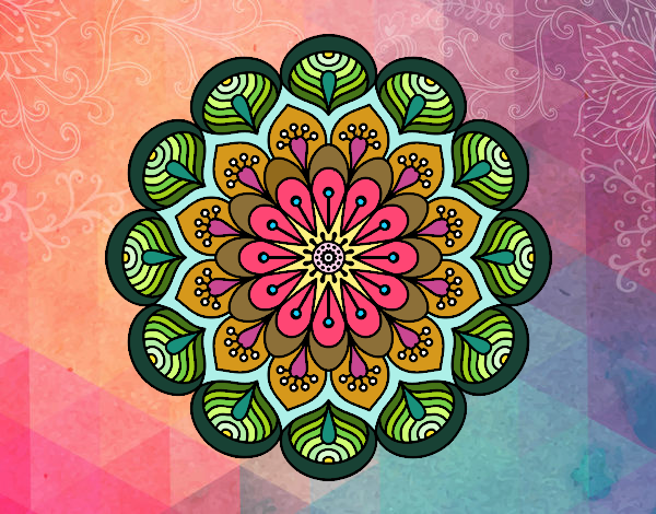 Mandala flor y hojas