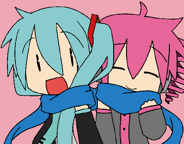 Miku y Len con bufanda