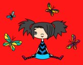 Niña con mariposas