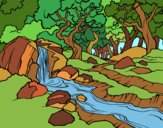 Dibujo Paisaje de bosque con un río pintado por nirvanna