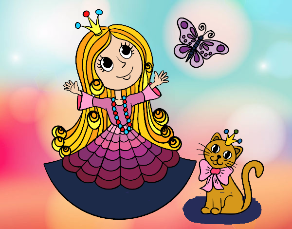 Princesa con gato y mariposa