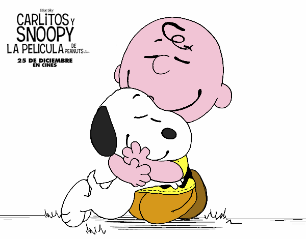 Snoopy y Carlitos abrazados