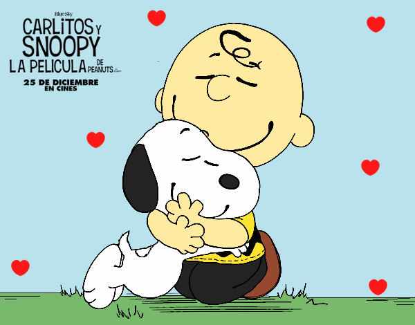 Snoopy y Carlitos abrazados