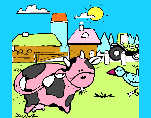 Vaca en la granja