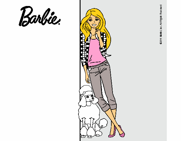 Barbie con cazadora de cuadros