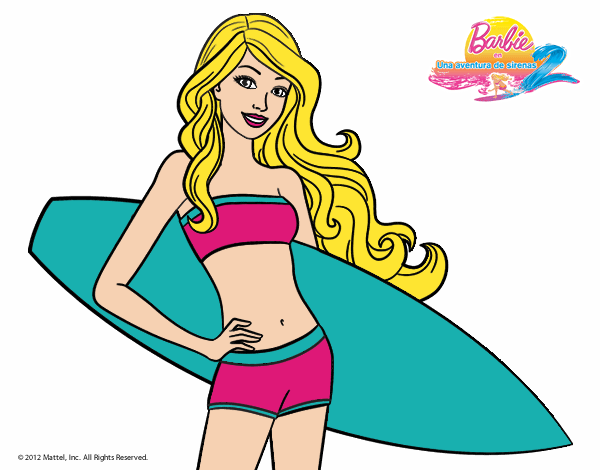 Barbie con tabla de surf