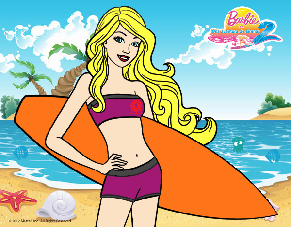 Barbie con tabla de surf