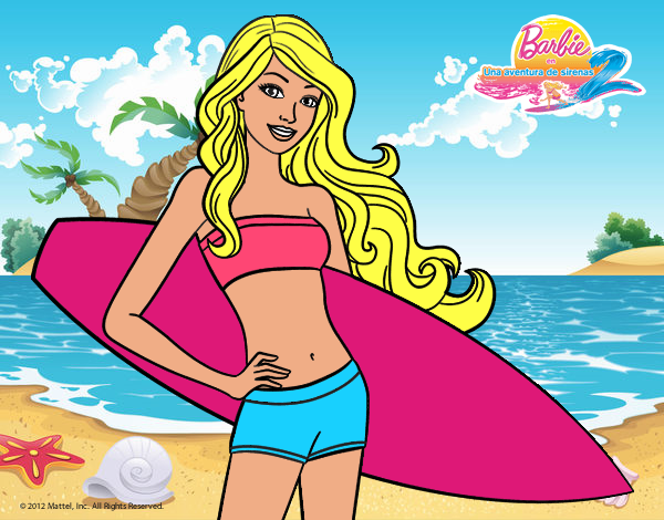 Barbie con tabla de surf