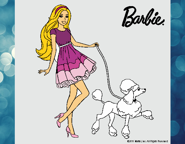 Barbie paseando a su mascota