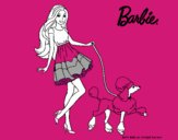 Barbie paseando a su mascota