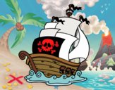 Dibujo Barco de piratas pintado por queyla