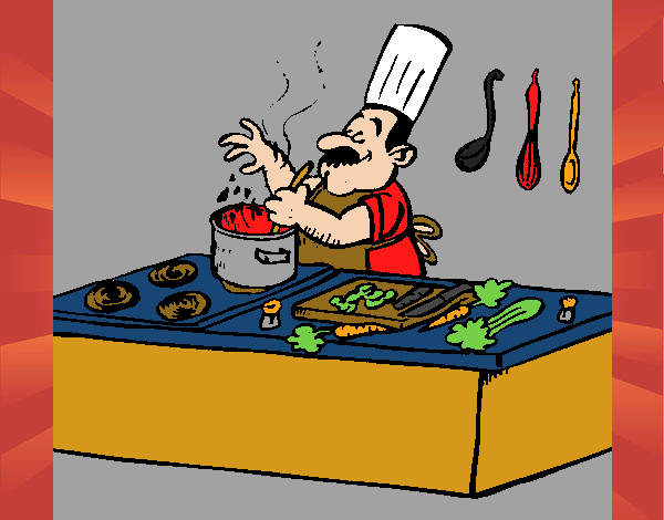 Cocinero en la cocina