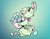 Conejito con huevos de Pascua