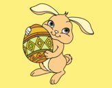 Dibujo Conejo con huevo de pascua pintado por pintorcita