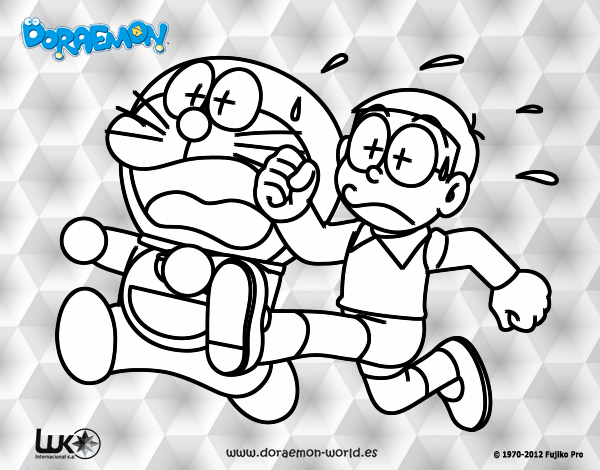 Doraemon y Nobita corriendo