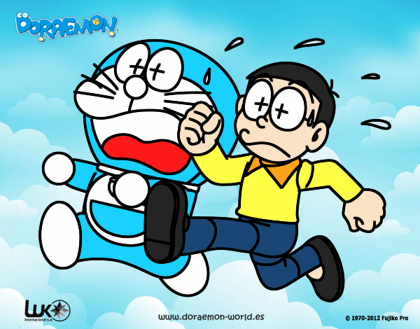 Doraemon y Nobita corriendo