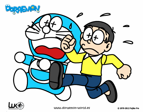 Doraemon y Nobita corriendo