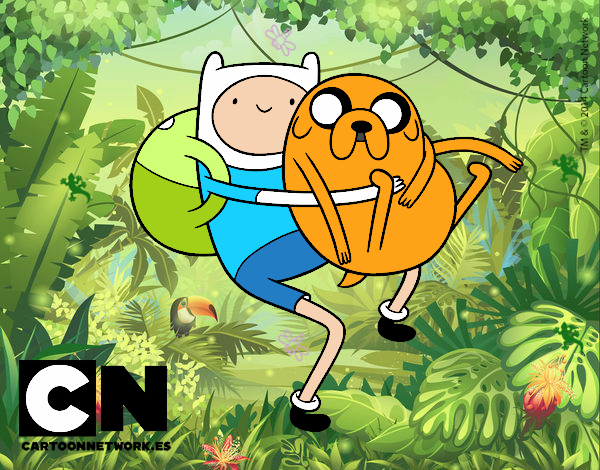 Finn y Jake abrazados