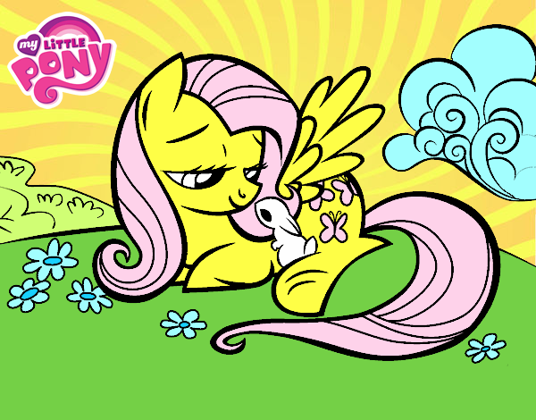 Fluttershy con un conejito