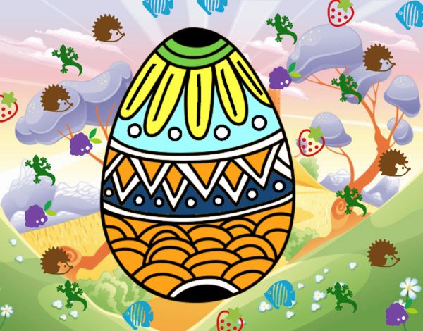 Huevo de Pascua con decorado estampado