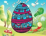 Dibujo Huevo de Pascua estampado con ondas pintado por moca23