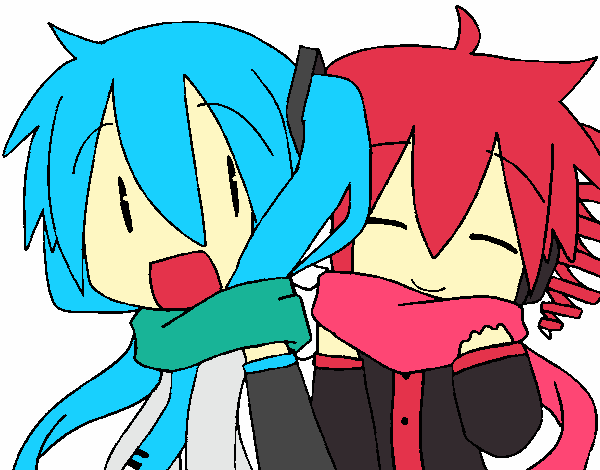 miku y teto con bufanda