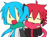 Miku y Len con bufanda