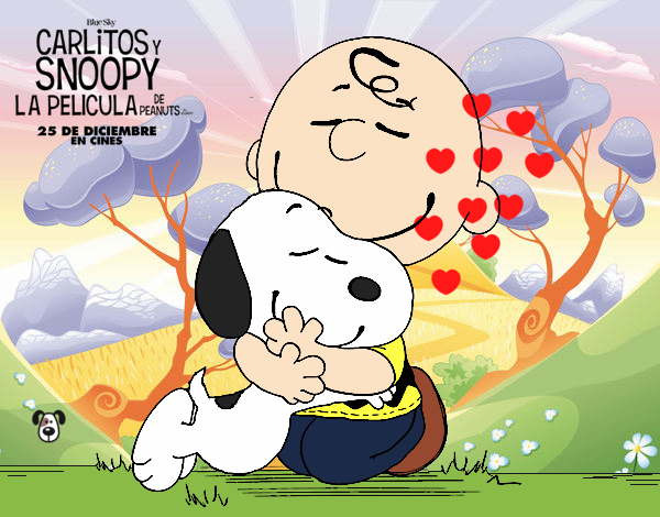 Snoopy y Carlitos abrazados