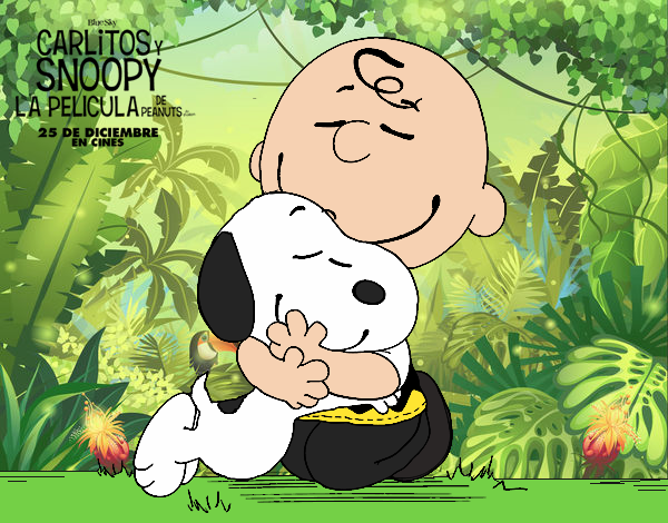 Snoopy y Carlitos abrazados