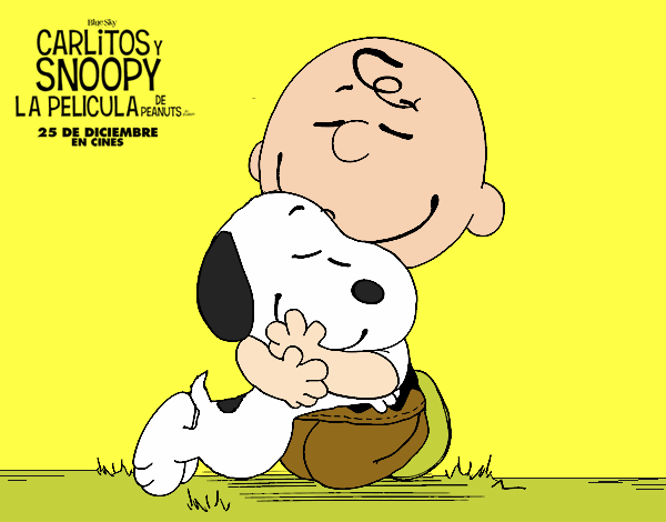 Snoopy y Carlitos abrazados