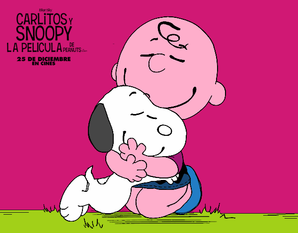 Snoopy y Carlitos abrazados