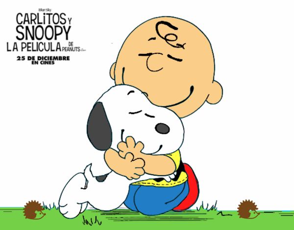 Snoopy y Carlitos abrazados