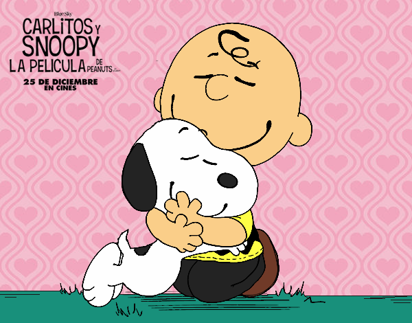 Snoopy y Carlitos abrazados