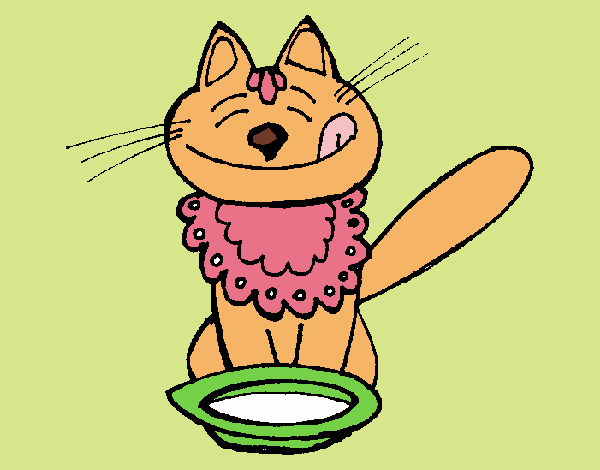 Dibujo Gato comiendo pintado por LunaLunita