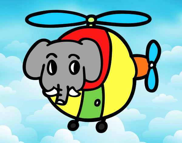 Helióptero con elefante