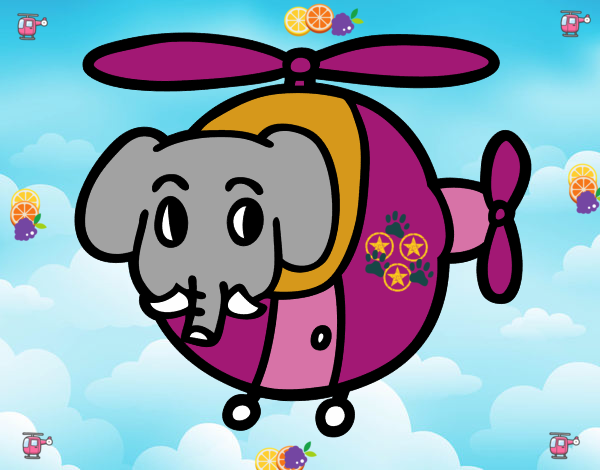 Helióptero con elefante