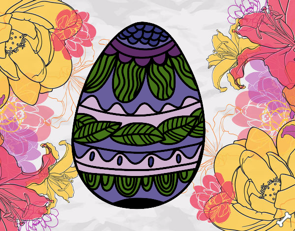 Dibujo Huevo de Pascua estampado vegetal pintado por LuliTFM