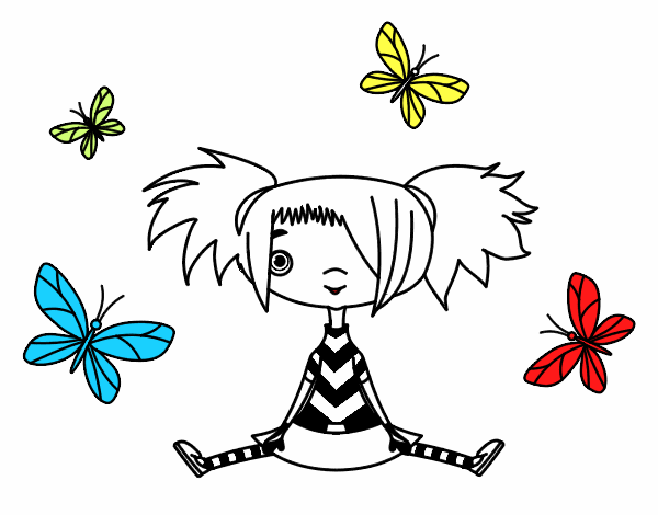 Niña con mariposas