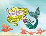 Dibujo Sirena flotando pintado por carlahari