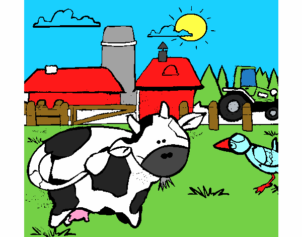 Vaca en la granja