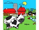 Vaca en la granja