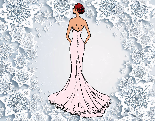 Dibujo Vestido de boda con cola pintado por emily123