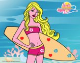 Dibujo Barbie con tabla de surf pintado por SACAB