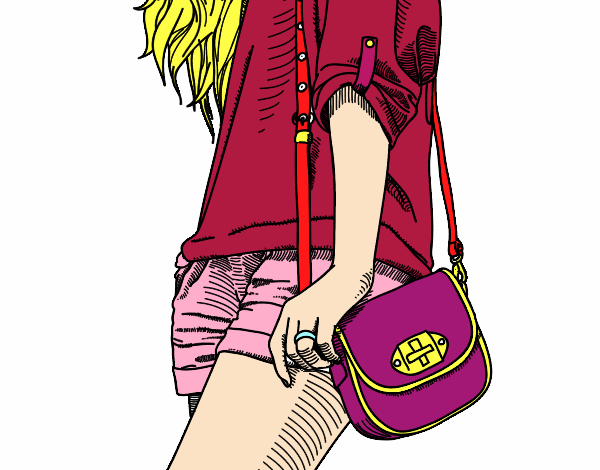 Dibujo Chica con bolso pintado por tessi