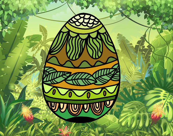 Huevo de Pascua estampado vegetal