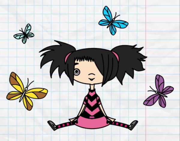 Niña con mariposas