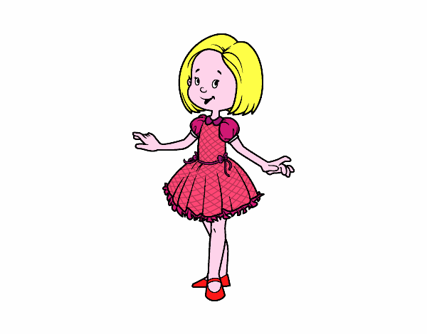 Dibujo Niña con vestido de princesa pintado por tessi