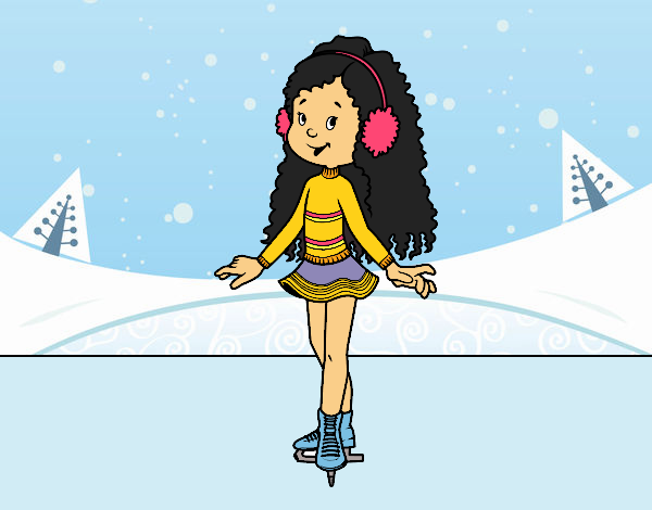niña patinando sobre hielo