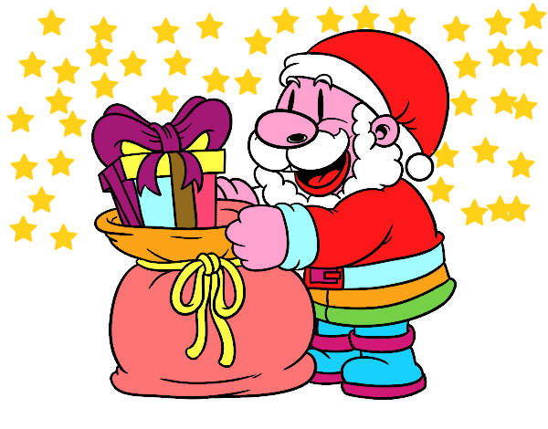 Santa Claus ofreciendo regalos