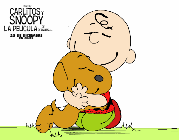 Snoopy y Carlitos abrazados